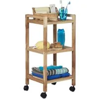 relaxdays Badregal mit Rollen Holz