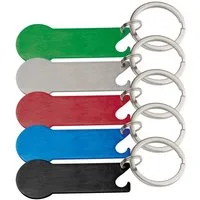 Easy Gifts Schlüsselanhänger 5x Schlüsselanhänger mit Einkaufschip und Flaschenöffner / 5 Farben so