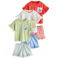 Next T-Shirt & Shorts Oberteil und Shorts, 3-er Pack (6-tlg)