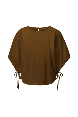 Rich & Royal - Wide Fit T-Shirt with Woman Print coconut bark - Gr. - M