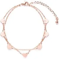 Hey Happiness Charm-Armband Layer Herzen Anhänger hängend, Gold Roségold, Edelstahl Armkette Damen Liebe mehrreihig, wasserfest