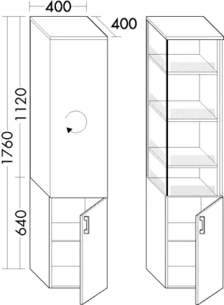 Burgbad Hochschr.Sys30 PG4 Sana 1760x400x400 Weiß Hochglanz, HSTC040RF3359 HSTC040RF3359