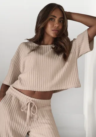 LASCANA 3/4-Arm-Shirt Lounge-/Strickshirt aus weichem Strick, Loungewear