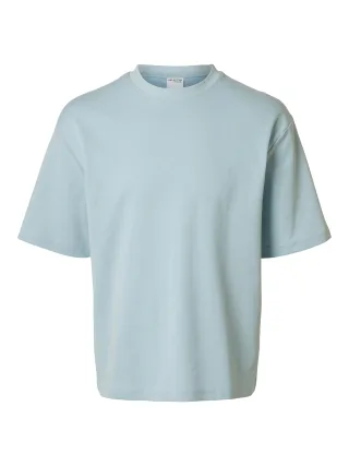 SELECTED MEN - SLHLOOSEOSCAR SS O-NECK TEE NOOS winter sky - Gr. - XL