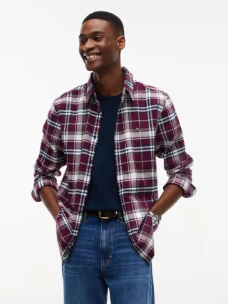 Tommy Jeans (PVH Group) - TJM REG FLANNEL CHECK SHIRT EXT Calypso Berry Check - Gr. - L