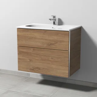 Sanipa 3way Waschtischunterbau zu Geberit Acanto Slim Waschtisch mit 2 Auszügen, Eiche-Kansas BR41159