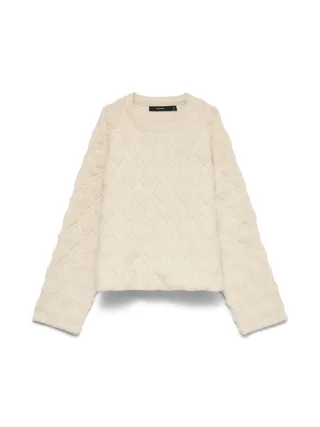 VERO MODA - VMARGIE ARGYLE LS O-NECK PULLOVER GE Birch - Gr. - M