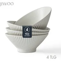 JIWOO Schüssel 4er Ø20cm, Japanische Ramenschüssel Suppenschüssel bowl Pastaschüssel, Keramik, (Schüsselset, 4-tlg), Bowl Hochwertiges Schüsseln Grau Schüssel Mikrowellenofen Spülmaschine