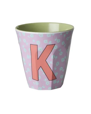 Rice Melamin Becher Buchstabe K/Flowers/Helllila 250ml