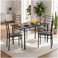 Casaria Essgruppe Leo, (5-tlg), mit 4 Stühlen Holz 5-tlg Set Metall 110x70cm Modern Esszimmer Küche