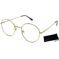 LUXXADA Sonnenbrille (Ovale Computerbrille Gläser mit Blau Licht Filter Panto Form Edelstahlbrille) Gaming und PC Brille aus Metall mit Anti Blue Light Gläser