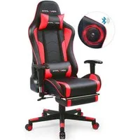 GTPLAYER Gaming-Stuhl Bürostuhl Gamer Stuhl mit Fußstützen Bluetooth Lautsprecher, Ergonomischer Musik Computerstuhl inkl. Lendenwirbel- und Nackenkissen