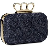 Caspar Clutch TA290 Damen Schlagring Box Clutch Abendtasche mit Stoff Häkel Spitze