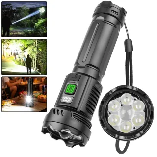 BIKIGHT CY-016 Outdoors Digital Display Strong Flashlight with Side Lamp Versatile Light Output Type-C Rechargeable IPX4