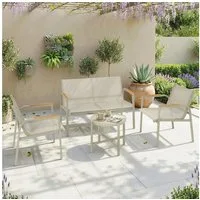 Outsunny Sitzgruppe wetterfest Gartenlounge mit 2er-Sofa 2 Sesseln Beistelltisch, (Outdoor Balkonmöbel-Set, 4-tlg., Gartenmöbel Set), für Garten Balkon Grün