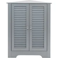 COSTWAY Eckschrank Sideboard mit Lamellentür, verstellbarem Regal, 63x32x81,5cm