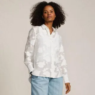 Bluse mit floraler Bestickung für Damen, Damen, size: regular, Weiß, Baumwolle/Viskose/Baumwoll-Mischung, by Lands' End