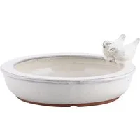 Dekowunder Vogeltränke rund Vogelbecken Futterschale Wasserstelle Terracotta