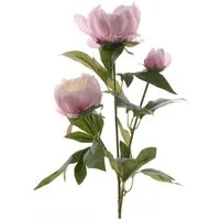 Kunstblume Pfingstrose mit 2 Blüten und Knospe am Stiel Kunstblume Päonie H: 75cm, MARELIDA, Höhe 75 cm