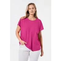 GOLDNER T-Shirt Lässiges Shirt mit Rundhalsausschnitt (CURVY, CURVY) Unifarbenes Design mit klassischem Rundhalsausschnitt