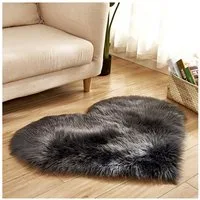 Sunicol Hochflor-Teppich Kunstfell Herz Teppich, Weich Plüsch, Flauschig Fußmatte Badematte, Herzform 30cm*40cm, Waschbar Weicher Shaggy Flauschige Langflor Badteppich