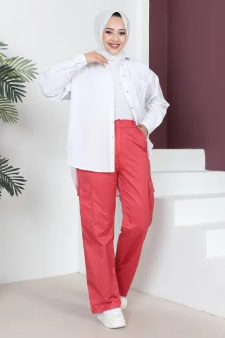 Elastischer Bund Weites Bein Hose Rot