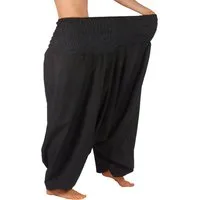 Leucht-Welten Haremshose Extragroße Haremshose XXL Aladinhose für Damen und Herren Schwarz Pumphose aus Baumwolle