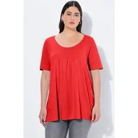 Ulla Popken T-Shirt T-Shirt Zierfalten A-Linie Rundhals Halbarm Modal