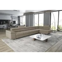 thematys Ecksofa ASTON MAXI 405 x 203cm mit Schlaffunktion & Bettkasten –, L-Sofa mit 5 verstellbaren Kopfstützen, Samt (Monolith), Cord (Poso) - L-Form, XL-Wohnlandschaft, 405 cm breit