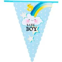Boland Hängedekoration Baby Boy Wimpelkette 6 m, Raumdeko für Geburt, Babygeburtstag oder Pullerparty!