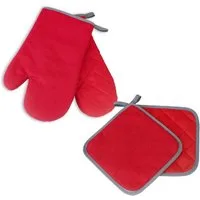 Delindo Lifestyle Topfhandschuhe Ofenhandschuhe, Topflappen, (4er Sparset, 4-tlg., bestehend aus 2x Ofenhandschuh + 2x Topflappen), Hitzebeständig bis 250 °C für maximal 15 Sekunden