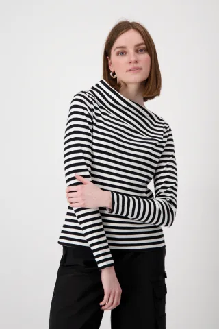 monari - Shirt mit Streifenmuster schwarz ringel - Gr. - 40