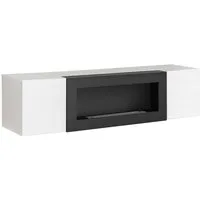 ASM-Moebel TV-Wand TV Tisch mit Bio-Ethanol Kamin und Hochglanz Fronten FLY SBK, Mit Bio-Ethanol Kamin, Push-Click System und Hochglanzfronten