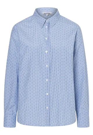 MORE & MORE - Streifenbluse mit Miniherzchen blau - Gr. - 44