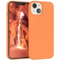 EAZY CASE Handyhülle Premium Silikon Case für Apple iPhone 13 6,1 Zoll, Case stoßfest Smart Slimcover mit Displayschutz Back Cover Etui Orange
