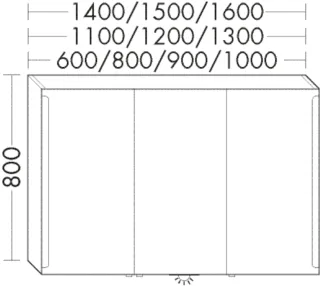 Burgbad Spiegelschrank Sys30 PG4 Sana 800x1400x170 Eiche Schwarz, SPEW140RF3449 SPEW140RF3449