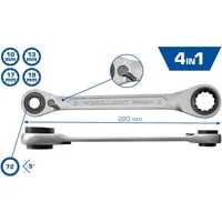 Brilliant Tools Ratschenringschlüssel, 4 in 1, Doppel, 10 x 13, 17 x 19 mm