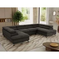 MKS MÖBEL Ecksofa PABLO U, Set, Wellenfeder, Metallbeine, HR35-Schaum, U-förmige Ecke, Wohnlandschaft, verstellbare Kopfstützen