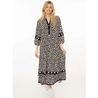Zwillingsherz Maxikleid "Classic Leo" Leomuster, Knopfleiste und 3/4 Arm