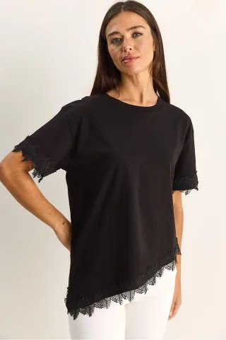 Übergroßes Rundhals-Cotton-T-Shirt