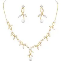 Cachito Schmuckset Brauthochzeits-Schmuckset, Damen Anhänger Halskette und Ohrringe, Perlen Blumen Schmuckset