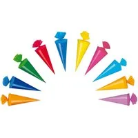 Livepac Office Schultüte 10 Deko Schultüten / Länge: 20cm / 10 verschiedene Farben