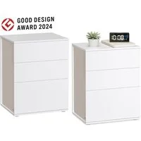 VASAGLE Nachttisch mit 3 Schubladen, Toolless-Technologie (2-St), werkzeuglose Montage,Beistelltisch,Nachtschrank 1/2er set