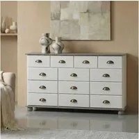 IDIMEX Apothekerschrank COLMAR Schubladenkommode mit Muschelgriff, Sideboard Massivholz weiß/taupe