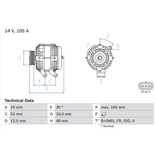 Bosch Lichtmaschine 105A Ford C-Max Fiesta Focus Fusion