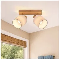 ZMH Deckenleuchte 2 Flammig Vintage Deckenlampe Schwenkbar 350° E14 Schlafzimmer, Drehbar, ohne Leuchtmittel, MAX.25W Stoffschrim für Wohnzimmer Schlafzimmer