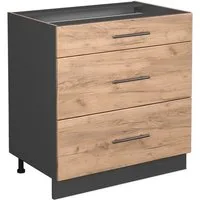 Vicco Unterschrank Fame-Line Goldkraft Eiche/Anthrazit, 80cm, ohne Arbeitsplatte (1-St)