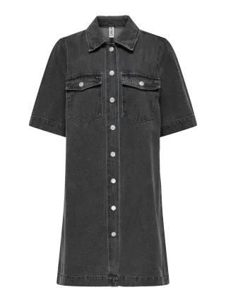 ONLY - ONLBELLE S/S BUTTON DRESS DNM GUA NOOS washed black - Gr. - S