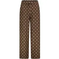 SUBLEVEL Stoffhose Damen Stoffhose aus Leinen-Mix Polka-Dot Design, Eingrifftaschen