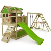 FATMOOSE Spielturm TikaTaka - Abenteuer-Stelzenhaus mit Wellenrutsche & Sandkasten, - verschiedene Varianten - alle mit 10 Jahren Garantie*